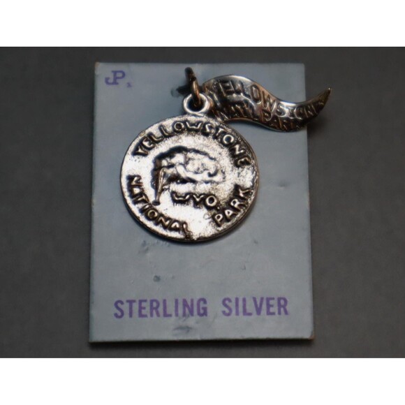 Sterling Yellowstone Buffalo Charm Vintage NOS on Card - Picture 2 of 3